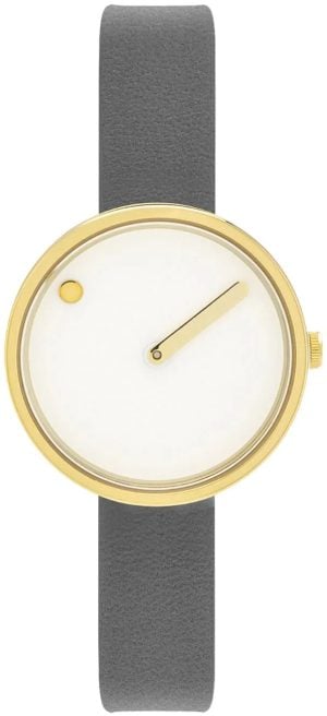 PICTO Damklocka 43320-6212G Vit/Läder Ø30 mm