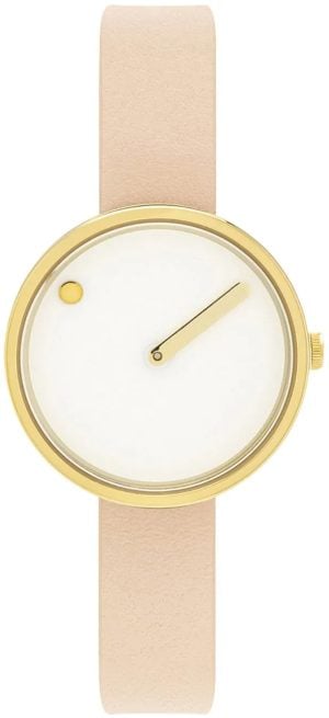 PICTO Damklocka 43320-6312G Vit/Läder Ø30 mm