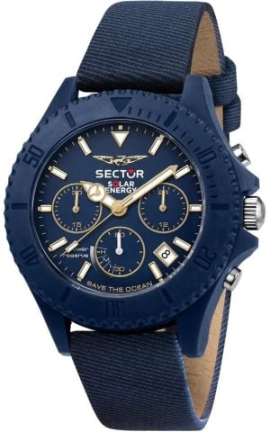 Sector Herrklocka R3271739001 Save the Ocean Blå/Läder Ø44 mm