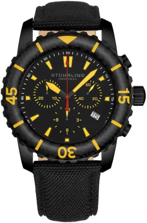 Stührling Original Herrklocka 2002.02 Aquadiver Svart/Läder Ø43 mm