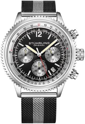 Stührling Original Herrklocka 4015.5 Monaco Svart/Stål Ø44 mm