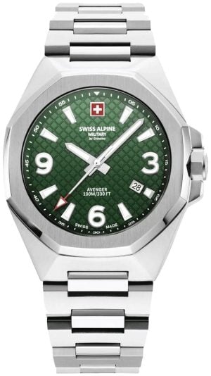 Swiss Alpine Military Herrklocka 7005.1134 Typhoon Grön/Stål Ø42 mm