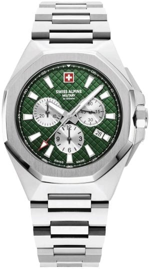 Swiss Alpine Military Herrklocka 7005.9134 Typhoon Grön/Stål Ø42 mm