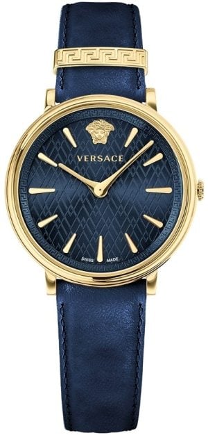 Versace Damklocka VE8100419 V Circle Blå/Läder Ø38 mm