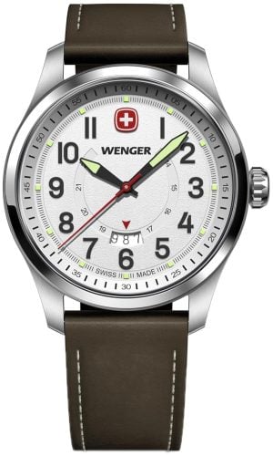 Wenger Herrklocka 01.0541.120 Terragraph Silverfärgad/Läder Ø43 mm