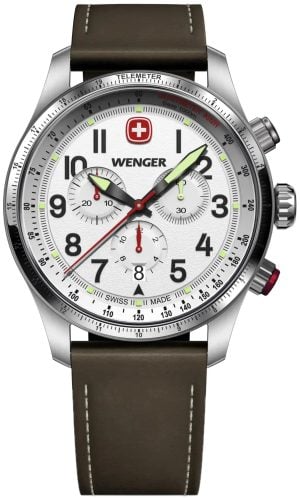 Wenger Herrklocka 01.0543.109 Terragraph Silverfärgad/Läder Ø43 mm