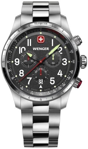 Wenger Herrklocka 01.0543.111 Terragraph Svart/Stål Ø43 mm