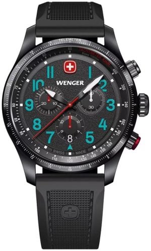 Wenger Herrklocka 01.0543.116 Terragraph Svart/Gummi Ø43 mm