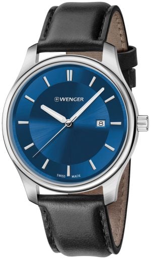 Wenger Damklocka 01.1421.112 Blå/Läder Ø34 mm