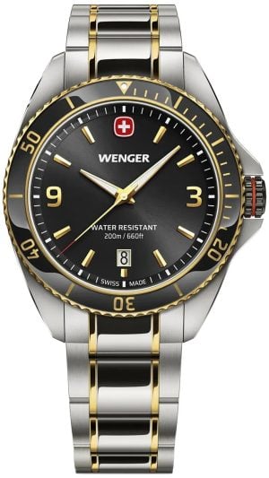Wenger Herrklocka 01.2031.104 Executive Svart/Gulguldtonat stål Ø40