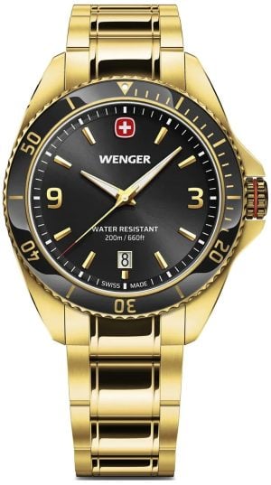 Wenger Herrklocka 01.2031.107 Executive Svart/Gulguldtonat stål Ø40