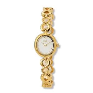 Regal damklocka guld/vit, metallband - R25078-142