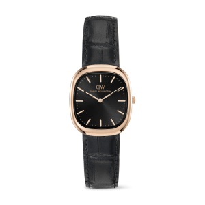 Rose Gold 30mm Watch Cort Black Leather
