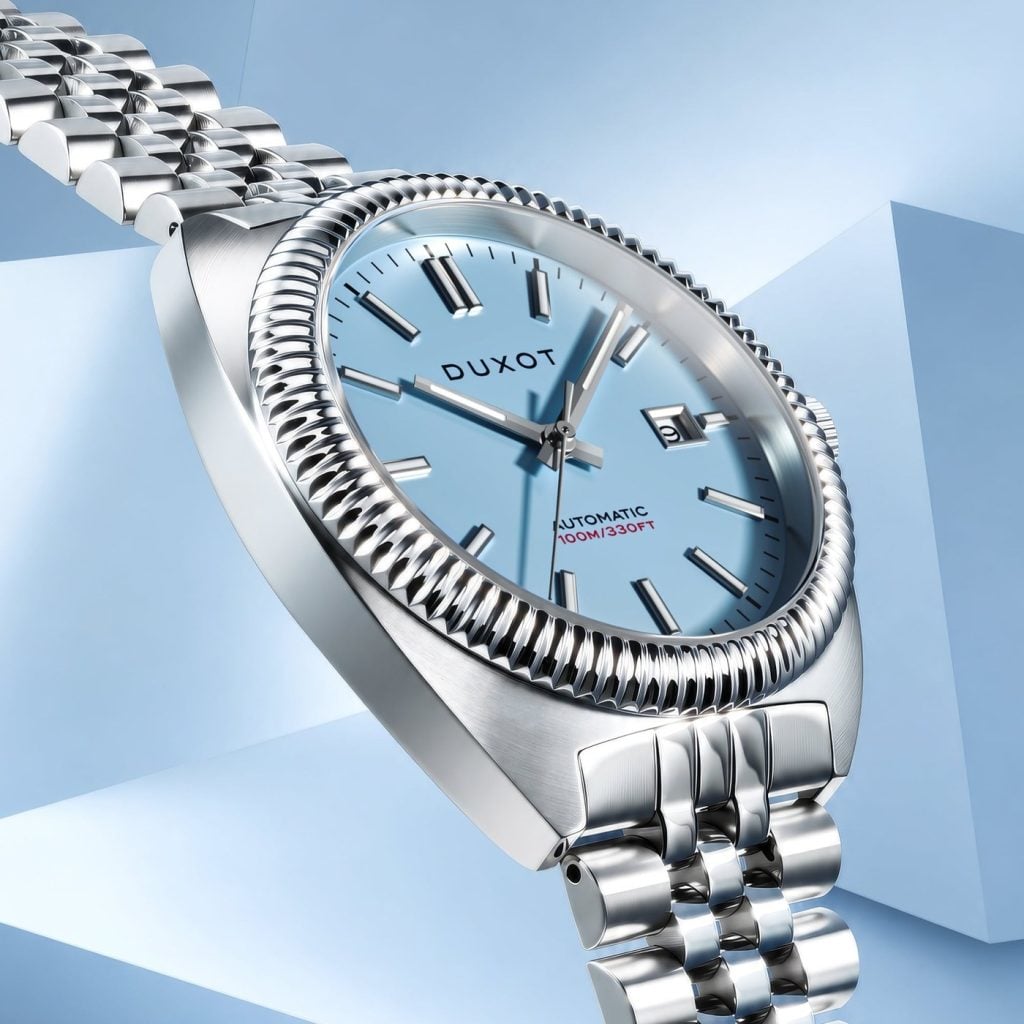 duxot siena automatic glacial blue med ljusblå urtavla och stålarmband