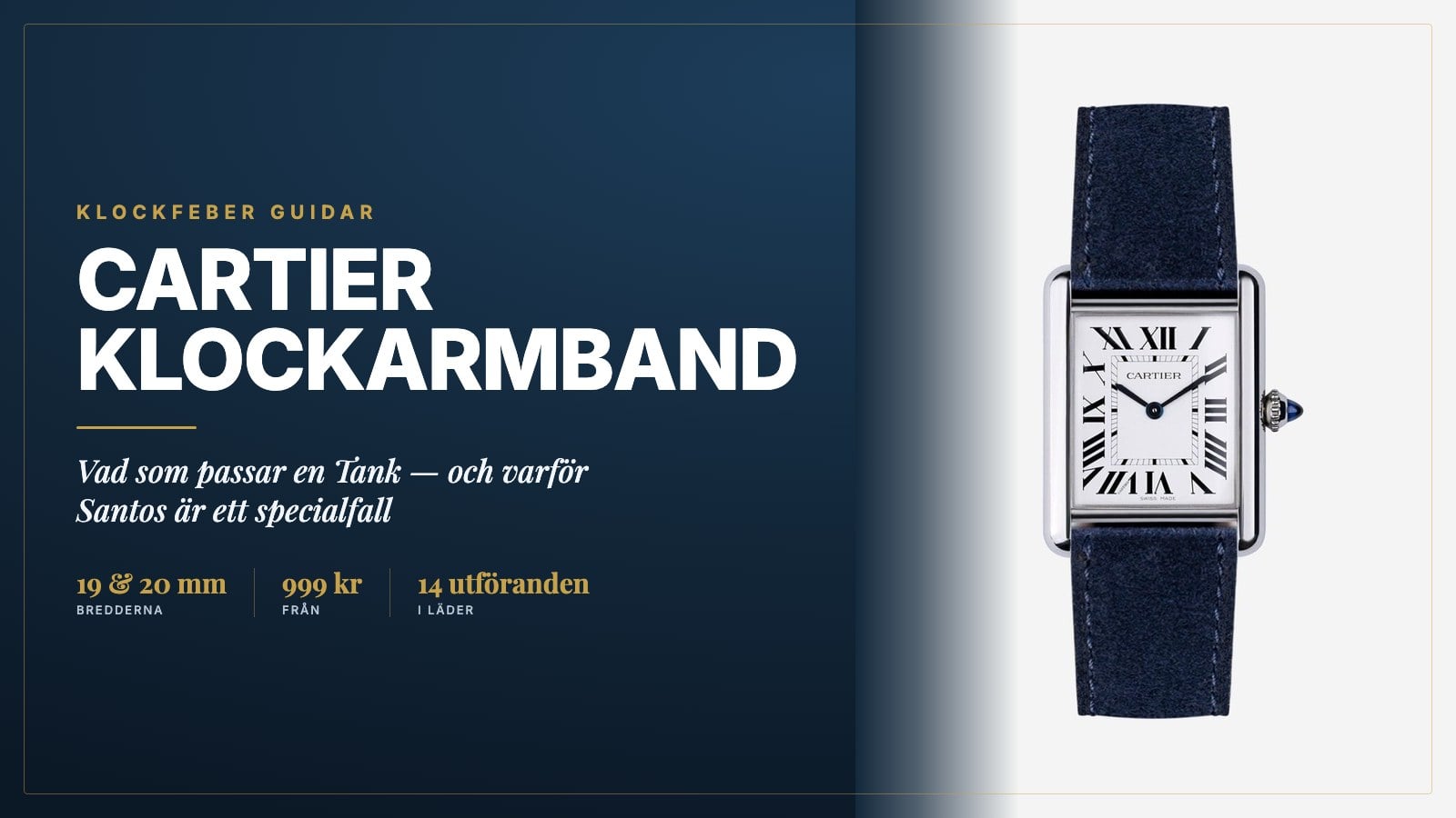 mörkblått mockaarmband till cartier tank must – omslag till klockfebers guide om klockarmband till cartier