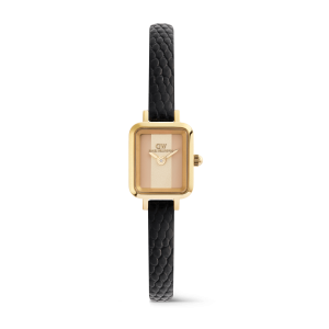 Gold 15mm Watch Quadro Mini Black Lizard Conwy