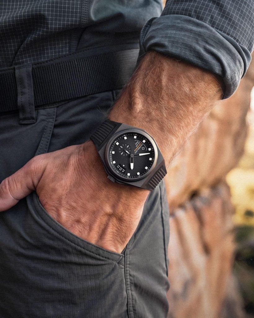 micromilspec fieldmaster i titan 40 mm, fältklocka från oslo