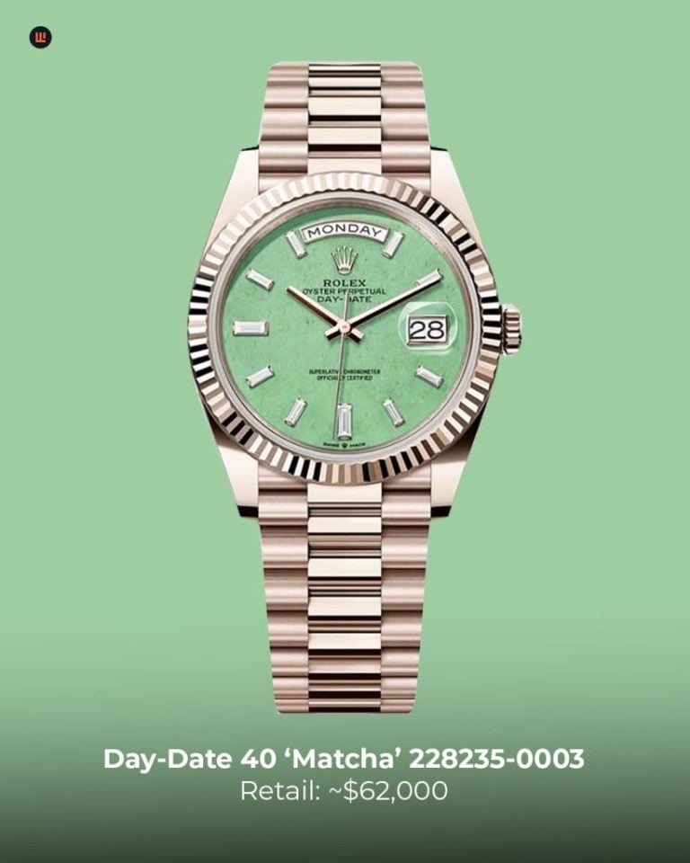 Rolex day-date 40 matcha ref. 228235-0003 med grön aventurin rolex day-date 40 matcha ref. 228235-0003 med grön aventurin