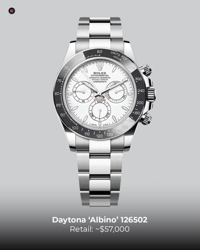 Rolex cosmograph daytona albino ref. 126502 med vit urtavla rolex cosmograph daytona albino ref. 126502 med vit urtavla