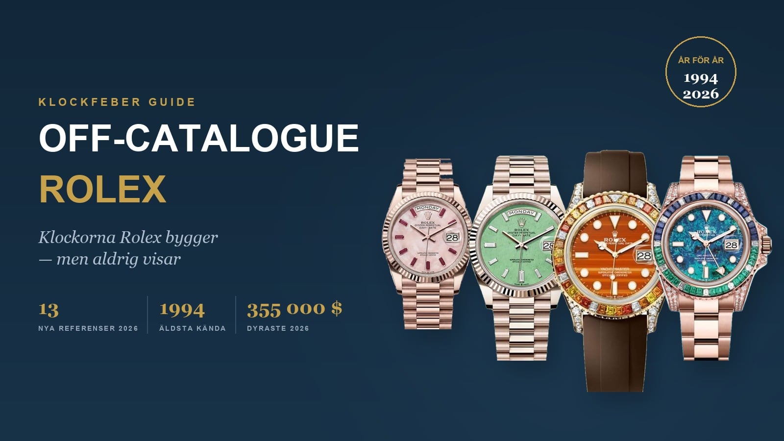 off-catalogue rolex år för år – day-date rosa opal, day-date matcha, yacht-master karneol och gmt-master ii chrysocolla