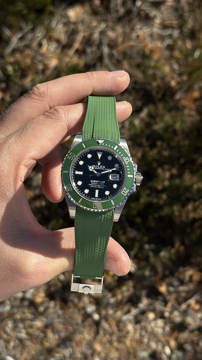 rolex submariner kermit med grönt gummiarmband från wristbuddys
