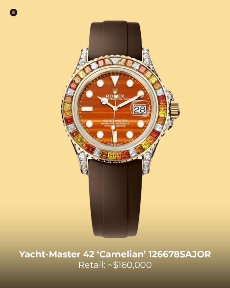 Rolex yacht-master carnelian ref. 126678sajor med regnbågsram rolex yacht-master carnelian ref. 126678sajor med regnbågsram