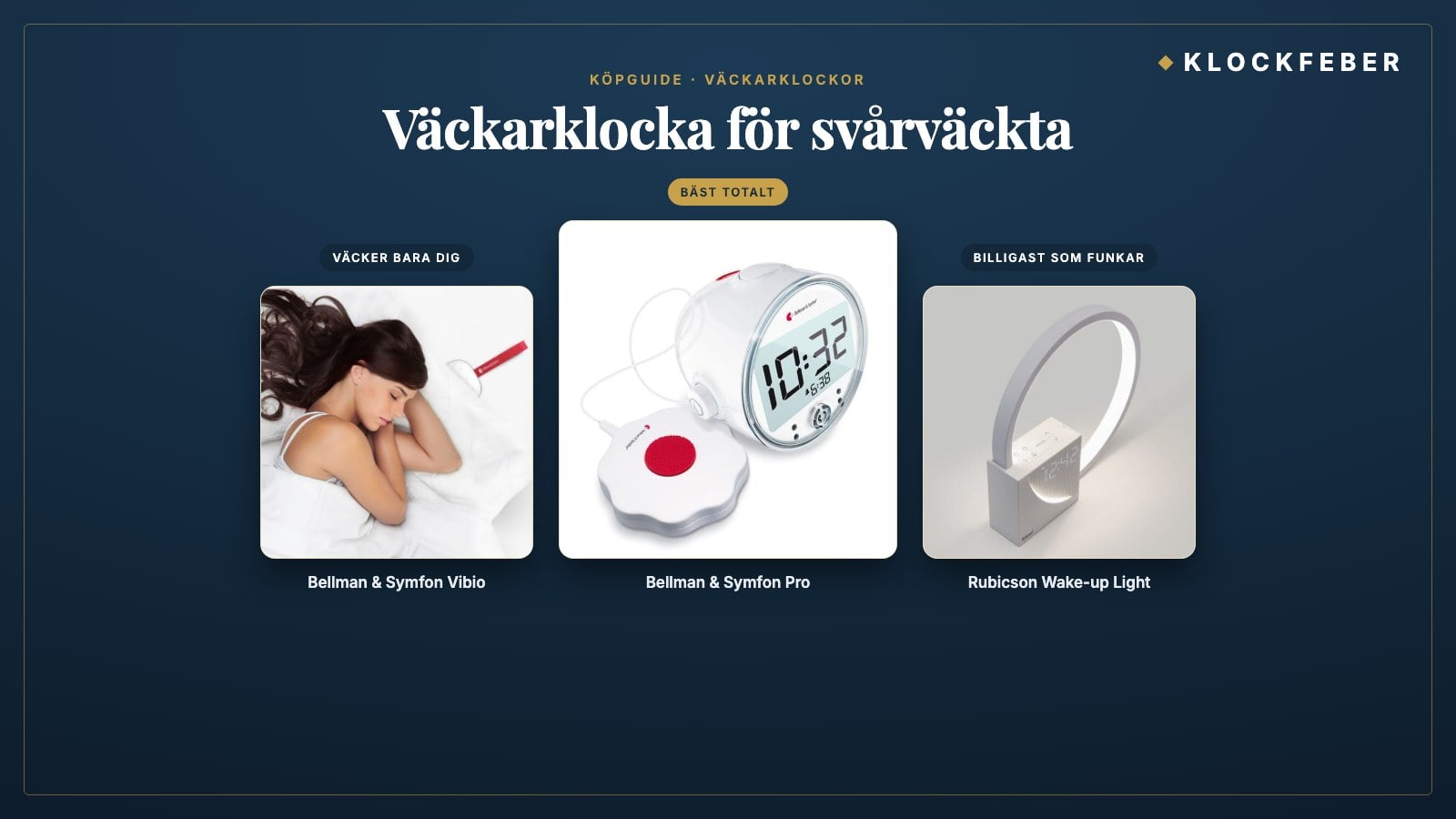 väckarklocka för svårväckta – topp 3: bellman & symfon pro (bäst totalt), bellman & symfon vibio (väcker bara dig) och rubicson wake-up light (billigast som funkar)