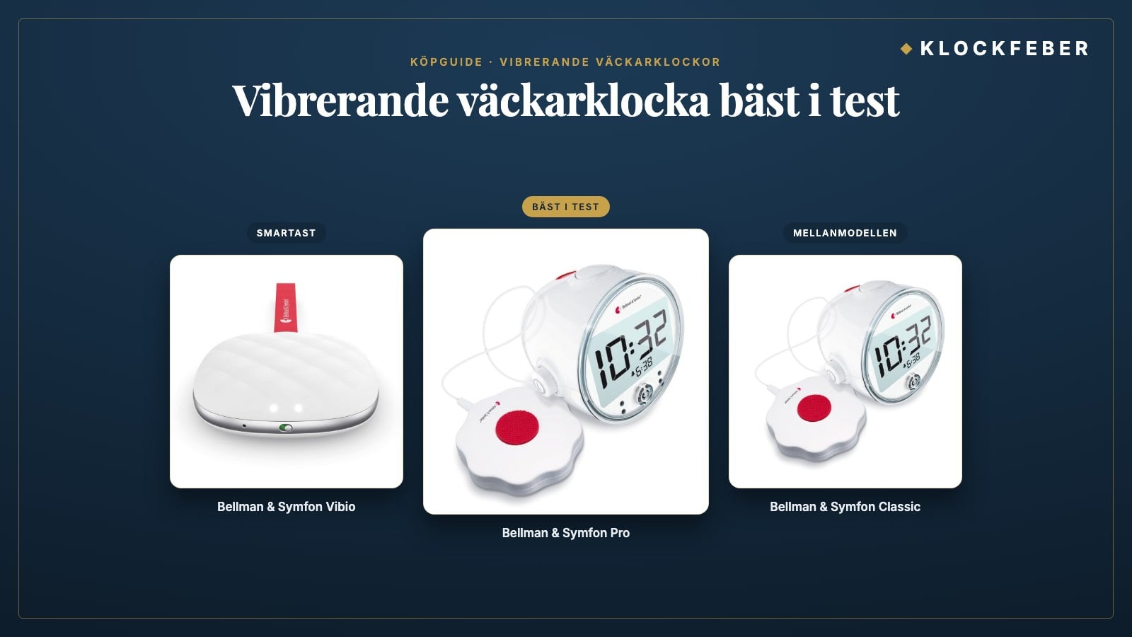 Vibrerande väckarklocka bäst i test – topp 3: Bellman & Symfon Pro (Bäst i test), Bellman & Symfon Vibio (Smartast) och Bellman & Symfon Classic (Mellanmodellen)