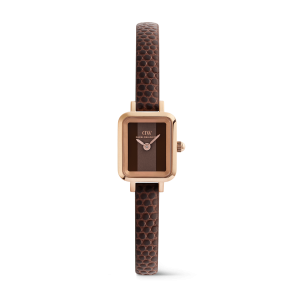 Rose Gold 15mm Watch Quadro Mini Brown Lizard Padstow