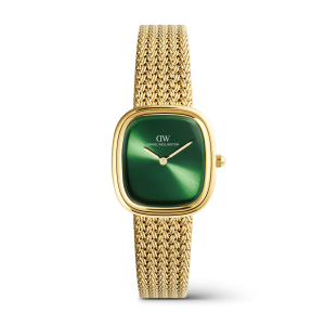 Gold 24mm Watch Margot Braided Mesh Emerald