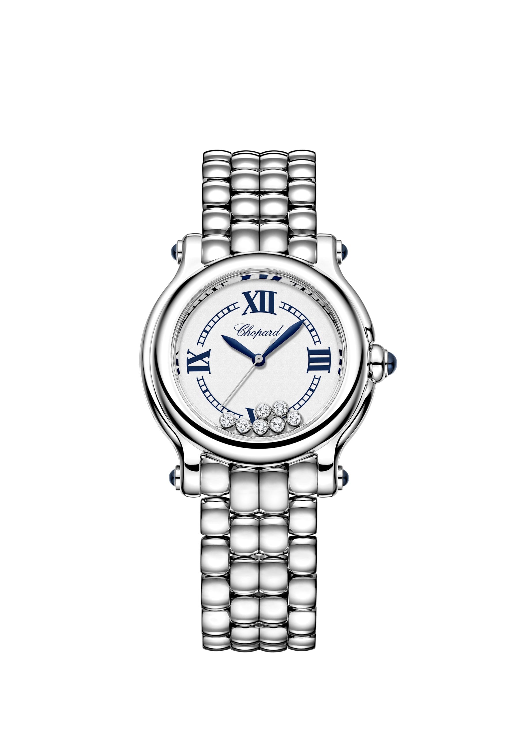 Chopard happy sport the first i 33 mm lucent steel med rörliga diamanter på urtavlan chopard happy sport the first i 33 mm lucent steel med rörliga diamanter på urtavlan