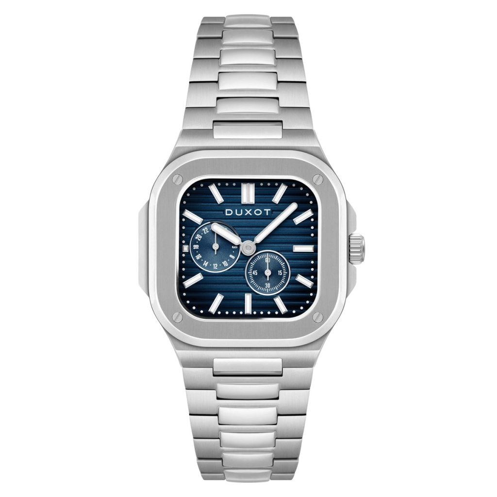 pressbild på duxot quadrata 24 hour automatic aqua luxe dx-2084-33 i stål med blå urtavla