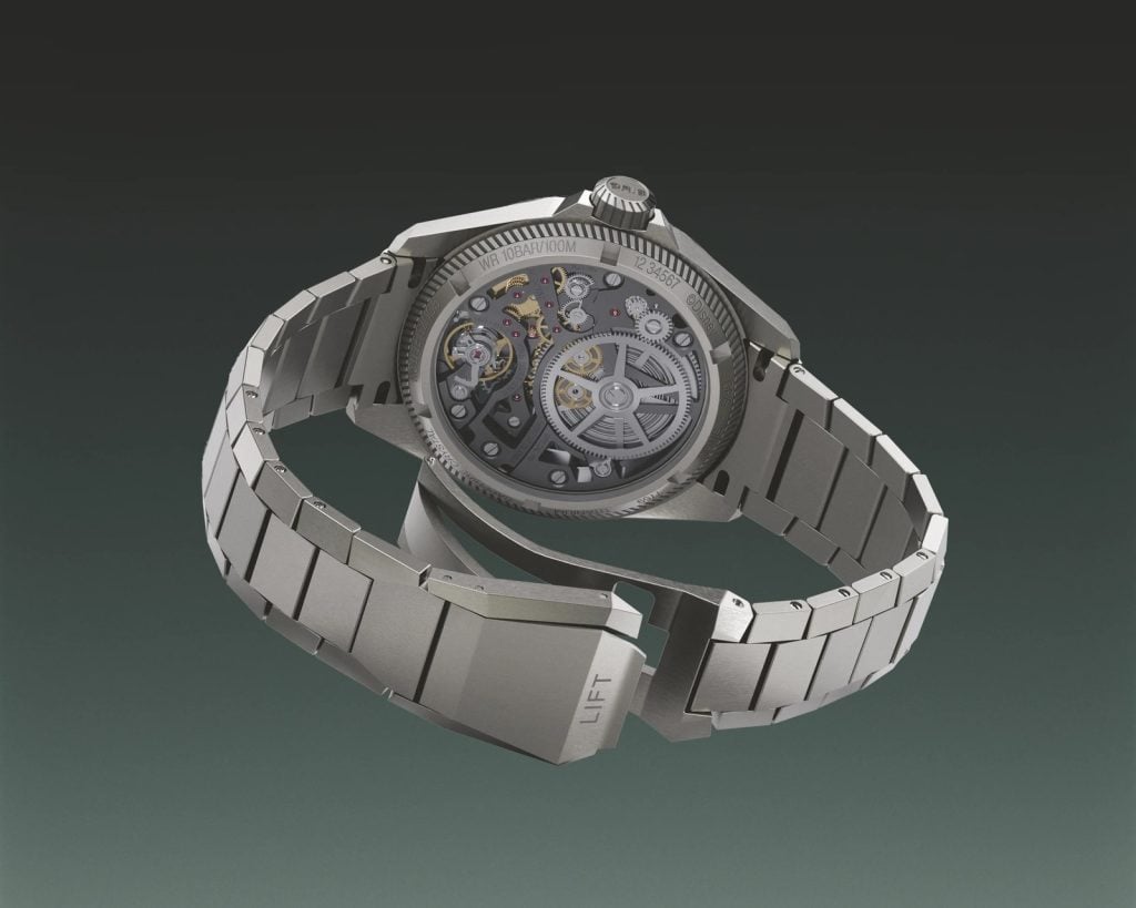 Boettlocket på oris propilot x gonzo edition i titan med safirglas, graverat gonzo edition, samt titanarmbandet med lift-spänne boettlocket på oris propilot x gonzo edition i titan med safirglas, graverat gonzo edition, samt titanarmbandet med lift-spänne