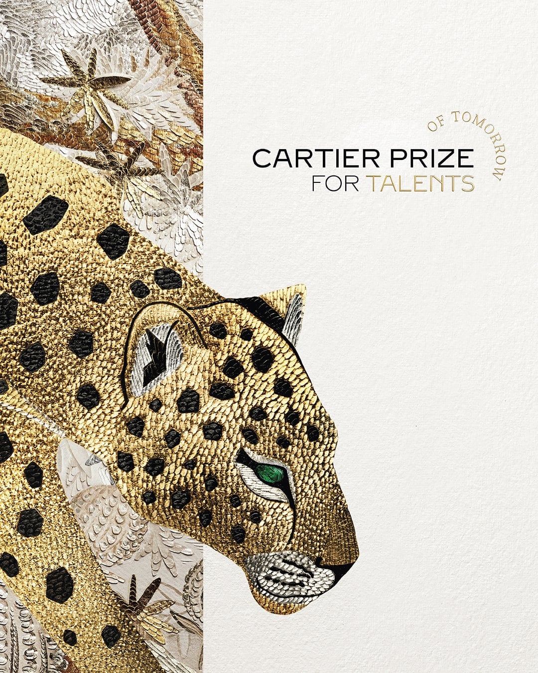 Nyckelbild för Cartier Prize for Talents of Tomorrow med en broderad leopard ur Cartiers bestiarium
