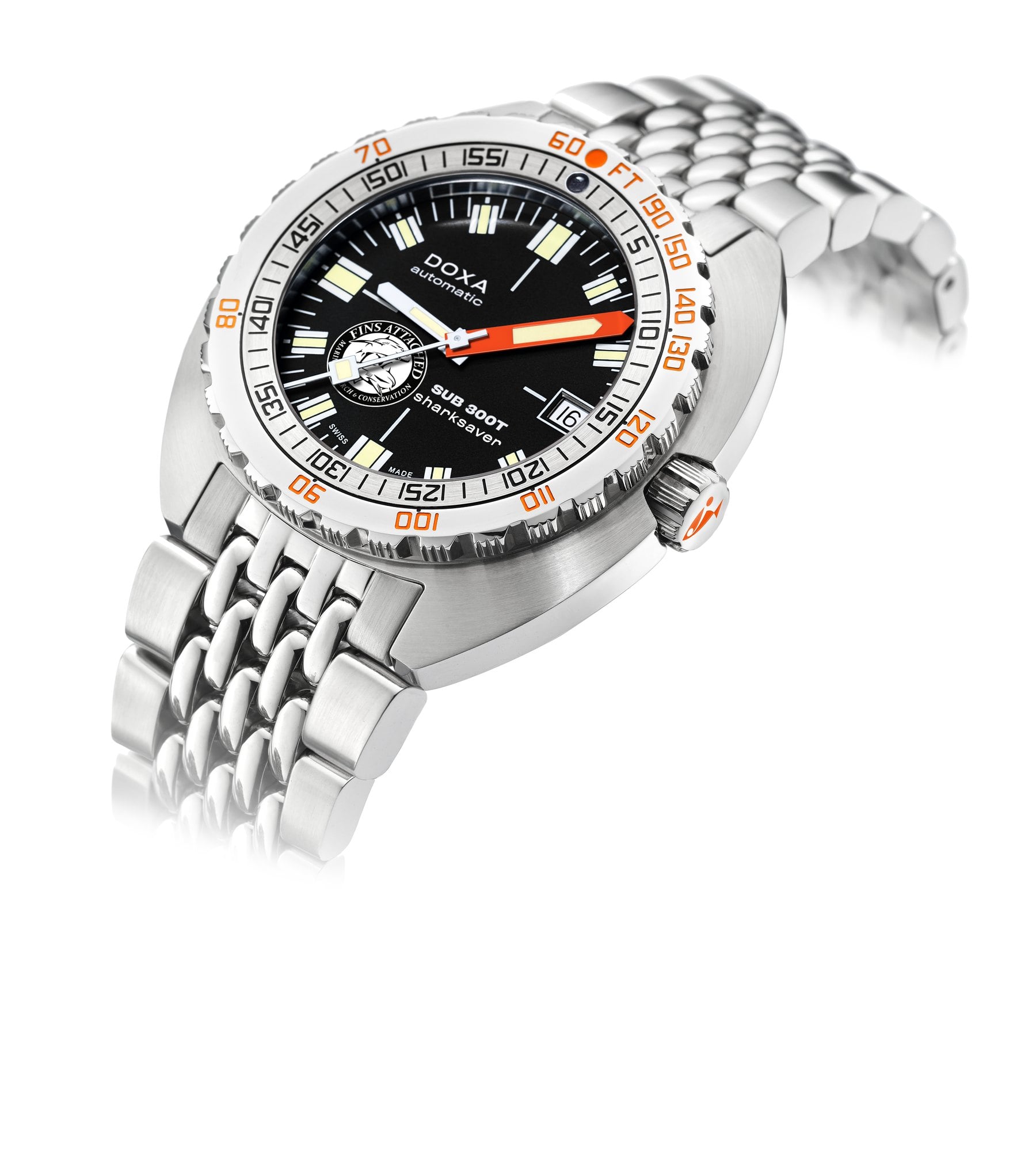 doxa sub 300t för fins attached sedd i vinkel