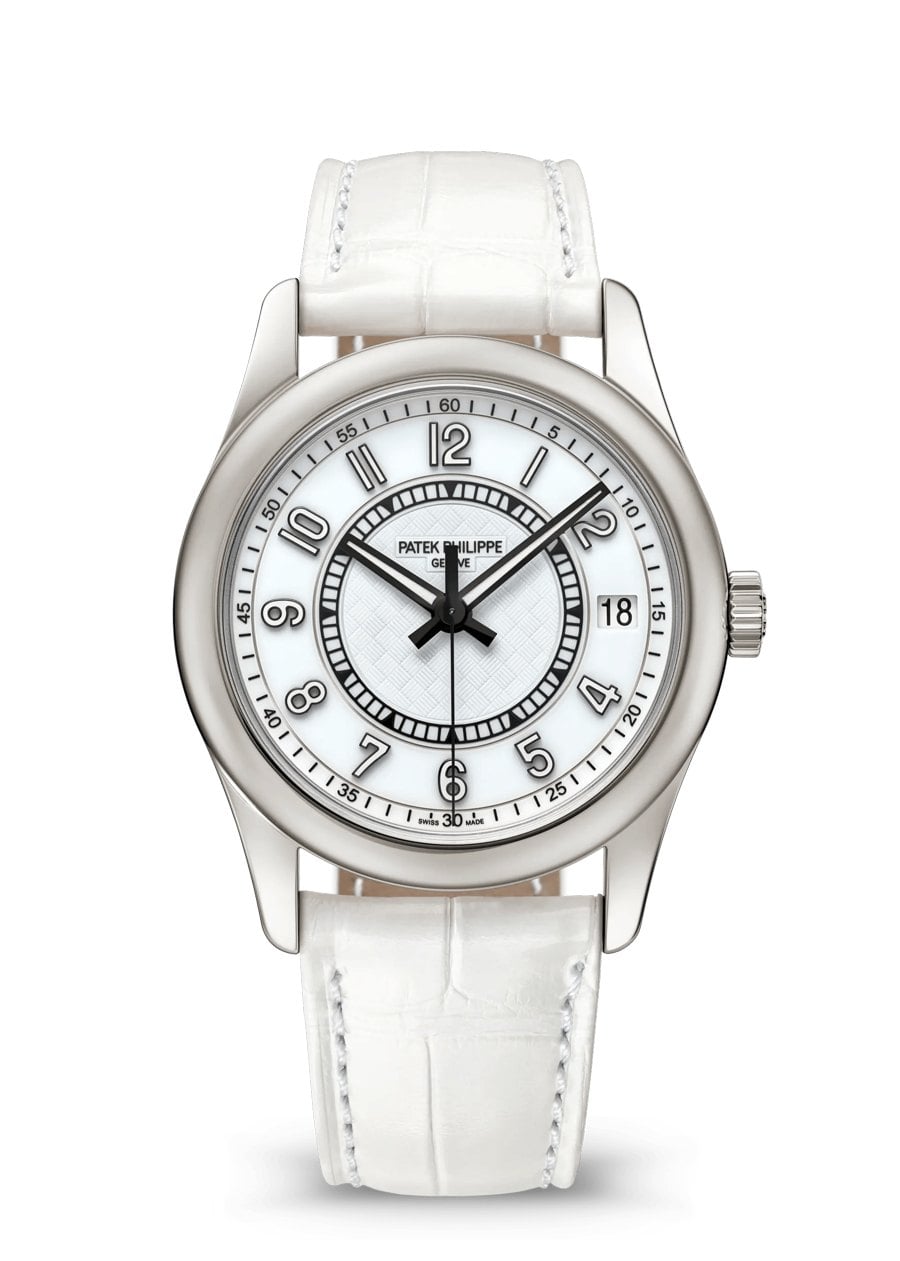 Patek philippe 7007g-010 calatrava i vitguld med vit lackerad urtavla, datum och centrumsekund patek philippe 7007g-010 calatrava i vitguld med vit lackerad urtavla, datum och centrumsekund