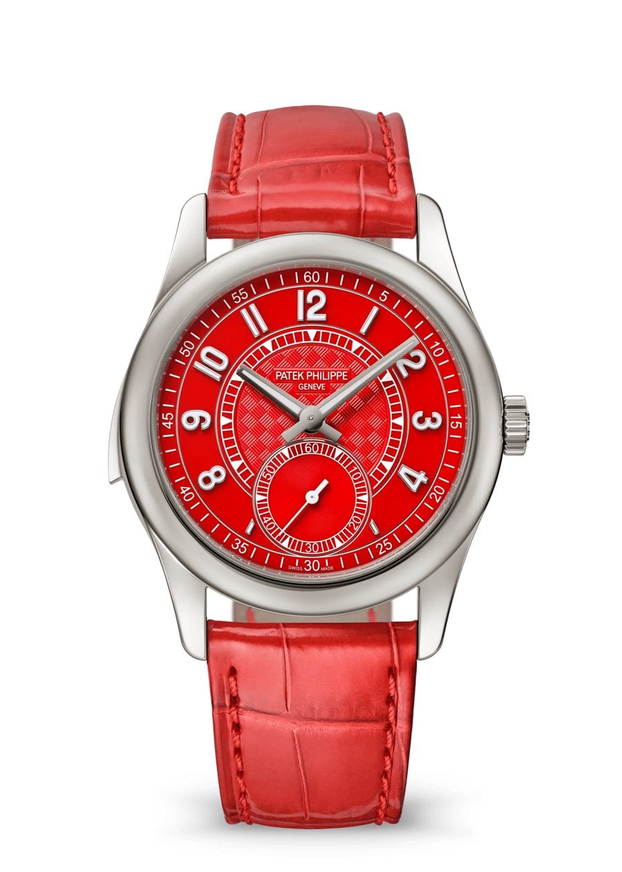 Patek philippe 7047g-010 calatrava minutrepetition i vitguld med röd lackerad urtavla och kolfibermönster patek philippe 7047g-010 calatrava minutrepetition i vitguld med röd lackerad urtavla och kolfibermönster