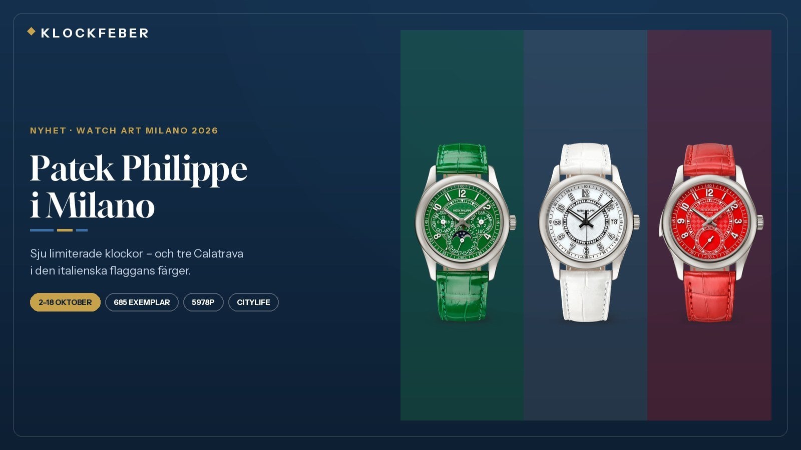 Patek Philippe Milano 2026 – sju limiterade klockor för Watch Art